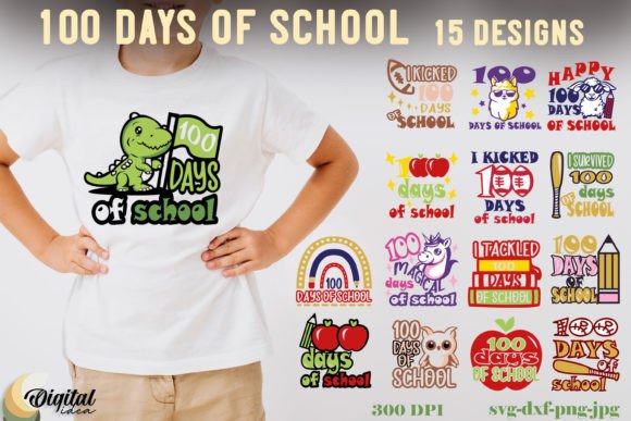 100 Days of School SVG Bundle: A Versatile Graphic for Crafts and Merch