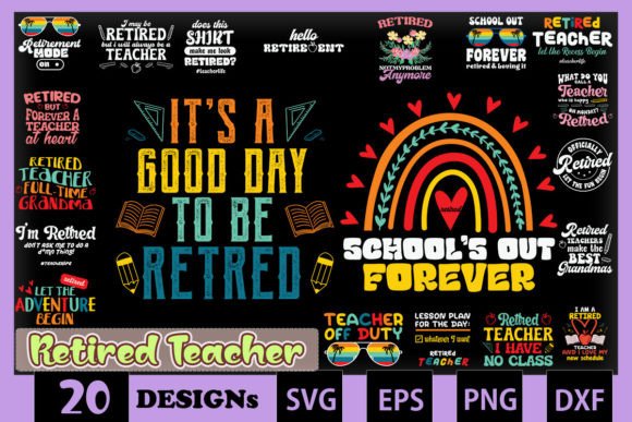 Retired Teacher Bundle SVG 20 Designs: A Versatile Graphic Asset for Crafts and Local Branding