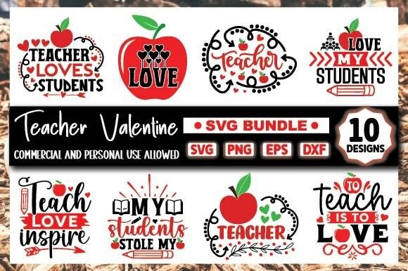 Teacher Valentine SVG Bundle: A Graphics Asset for Crafts and Merch